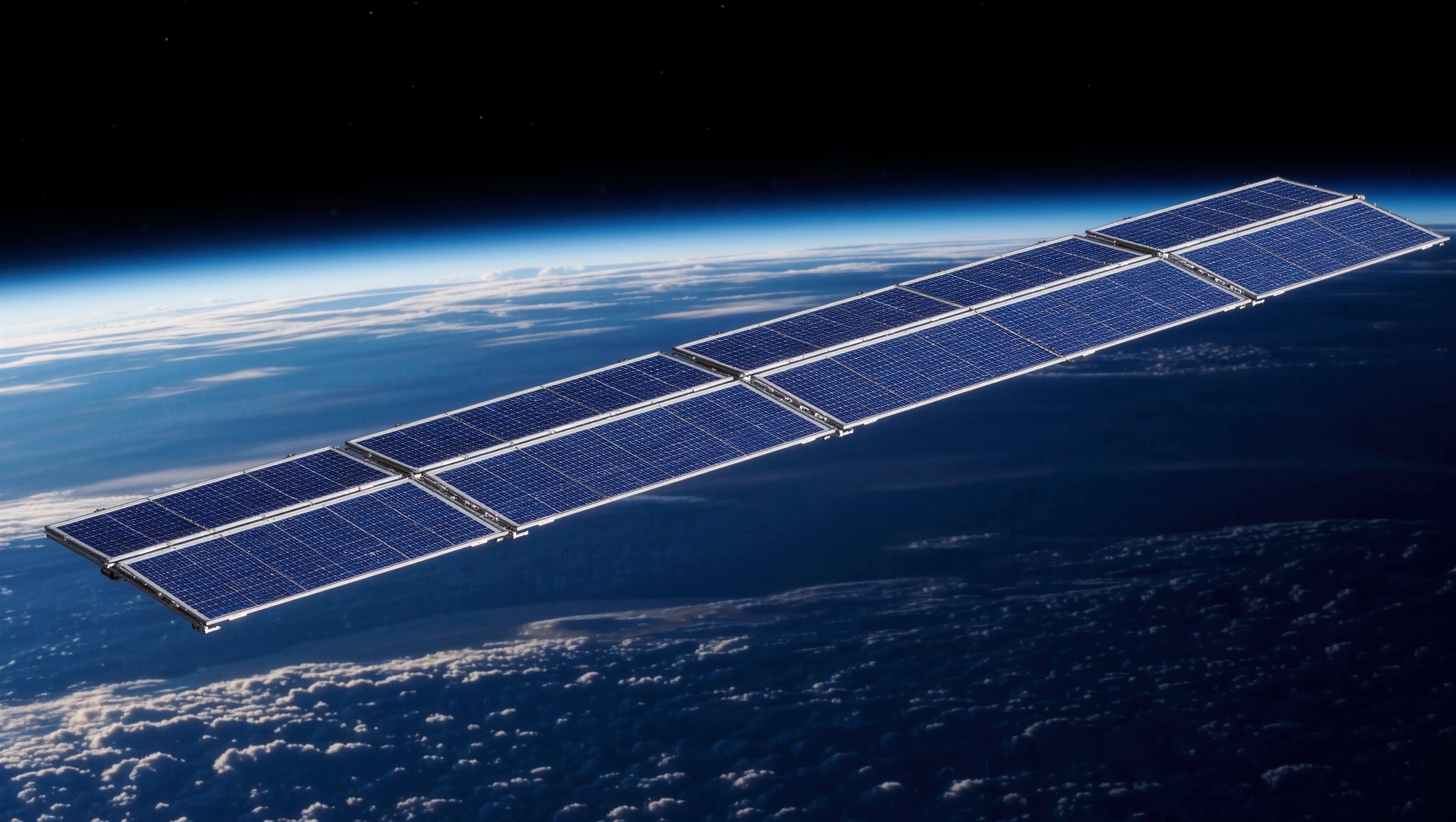 A solar array in orbit above Earth